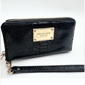 Michael Kors Black Embossed Wristlet
